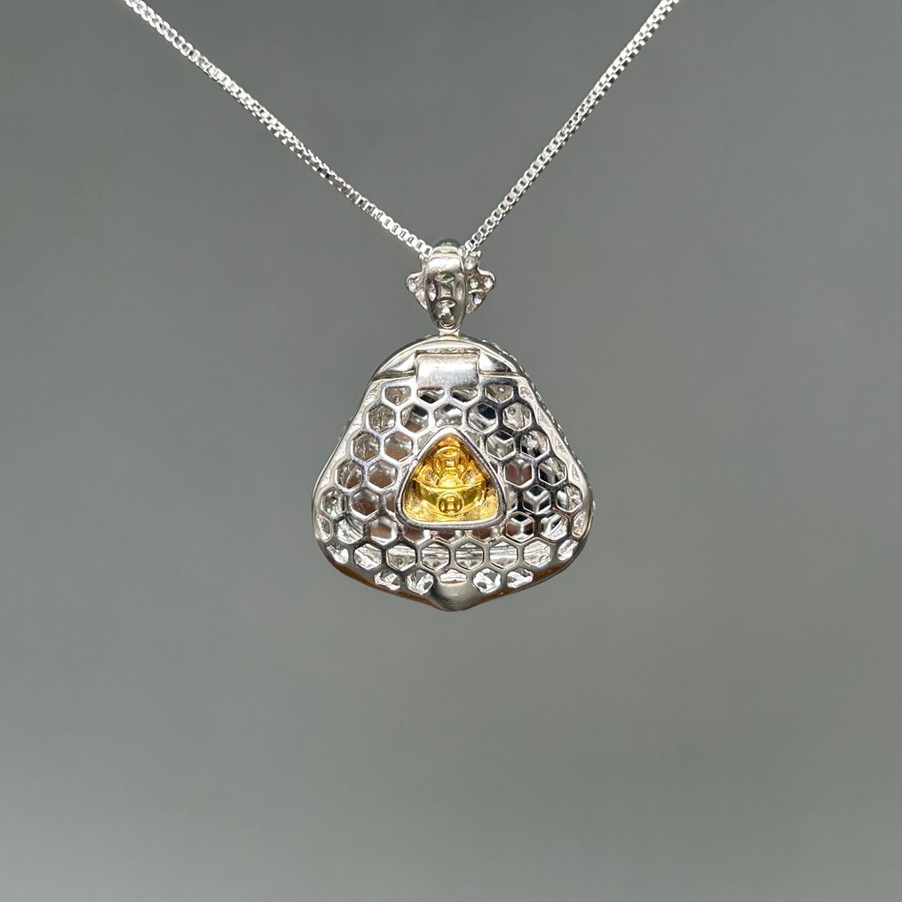 认证翡翠（A货翡翠）和S925银 佛像吊坠 - 高度: 30 mm - 宽度: 24 mm- 6.6 g - (1) #4.3