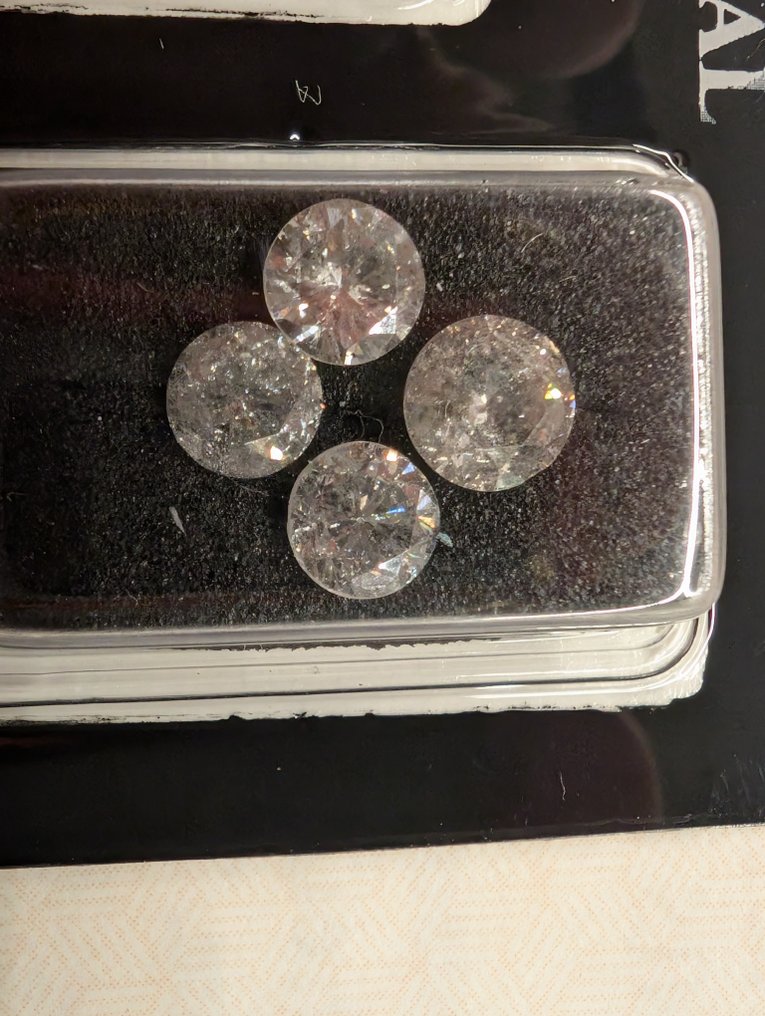 没有保留价 - 4 pcs 钻石  (天然)  - 2.36 ct - 圆形 - G, I - SI2 微内含二级, I1 内含一级 - 以色列宝石中心（G.C.I.） #1.0