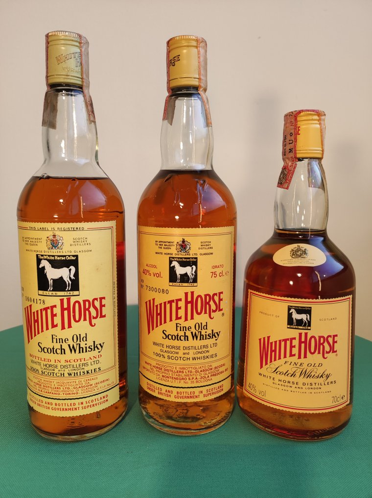 White Horse Fine Old Scotch Whisky - b. 1980s, 1990s - 75厘升, 70厘升 - 3 瓶 #1.0
