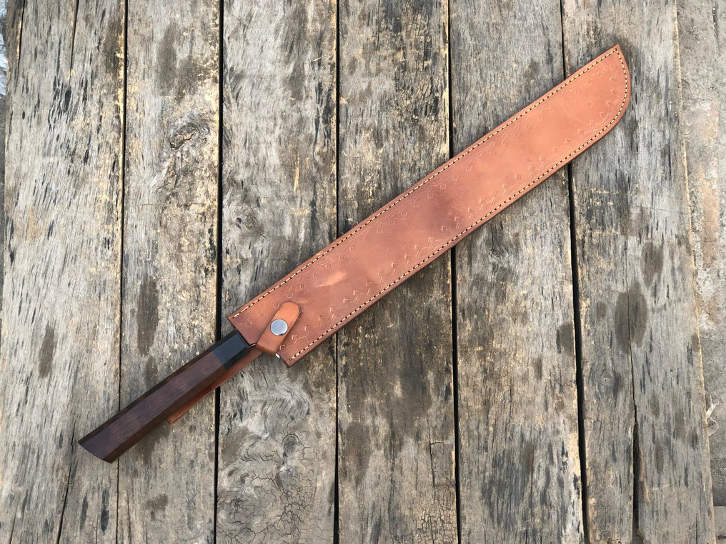 厨刀 - 手工寿司厨师刀，特别日本钢，玫瑰木手柄 - 北美 - 皮套 (S2) #4.3