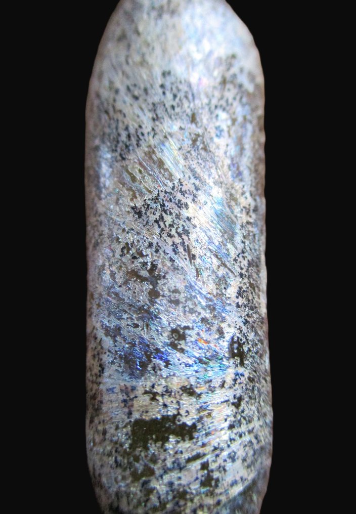 Αρχαία Ρωμαϊκή Γυαλί Ιριδίζον μπλε πράσινο ασημί σκάφος. - 93 mm  (χωρίς τιμή ασφαλείας) #2.1