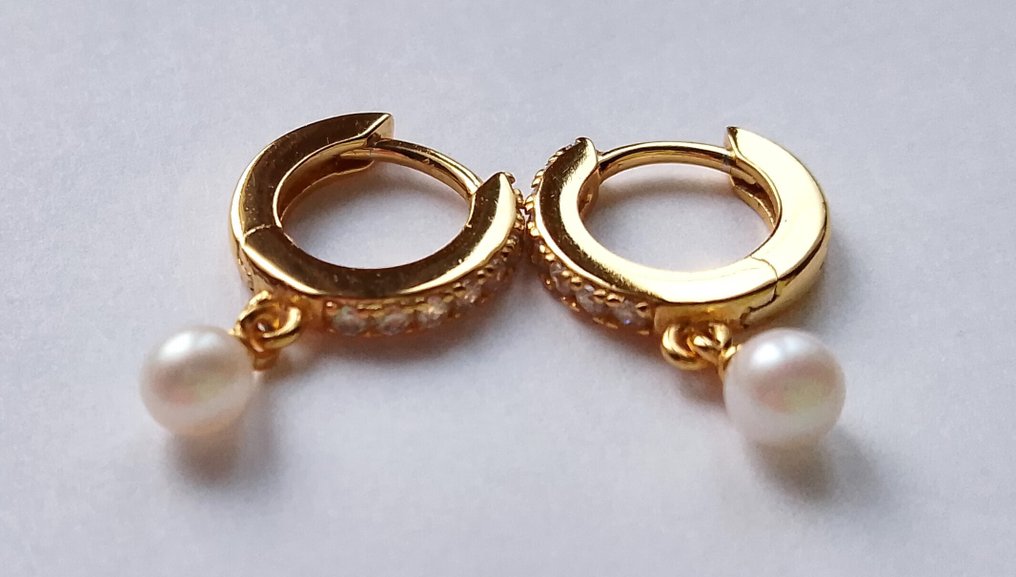 χωρίς τιμή ασφαλείας - Κρίκοι 333 / 8 καρατίων κίτρινο χρυσό - Ζαχαρωτές πέρλες #2.1