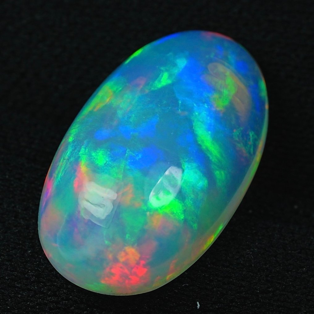 No reserve price White Opal - 8.37 ct - International Colored Gemstone Association (ICA GemLab) - Top Rainbow Pattern #4.3