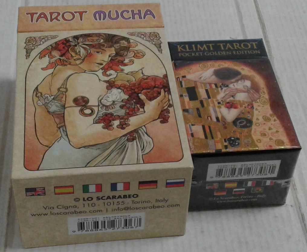 Gustav Klimt e Alphonse Mucha - Playing cards - 2 x Tarot Set Completo 78 cards + agenda dorata #1.0