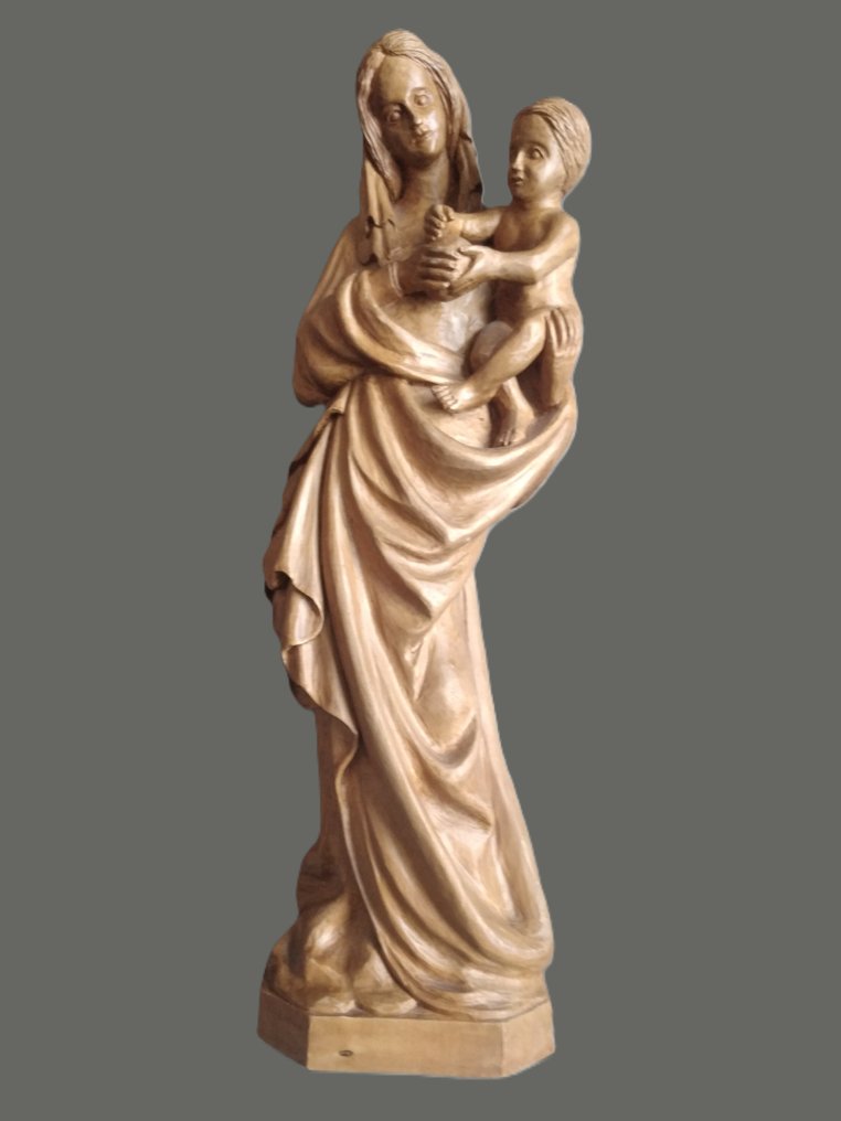 Σκάλισμα, Religiöse Holzfigur - Madonna mit Kind - 49 cm - Ξύλο #2.1