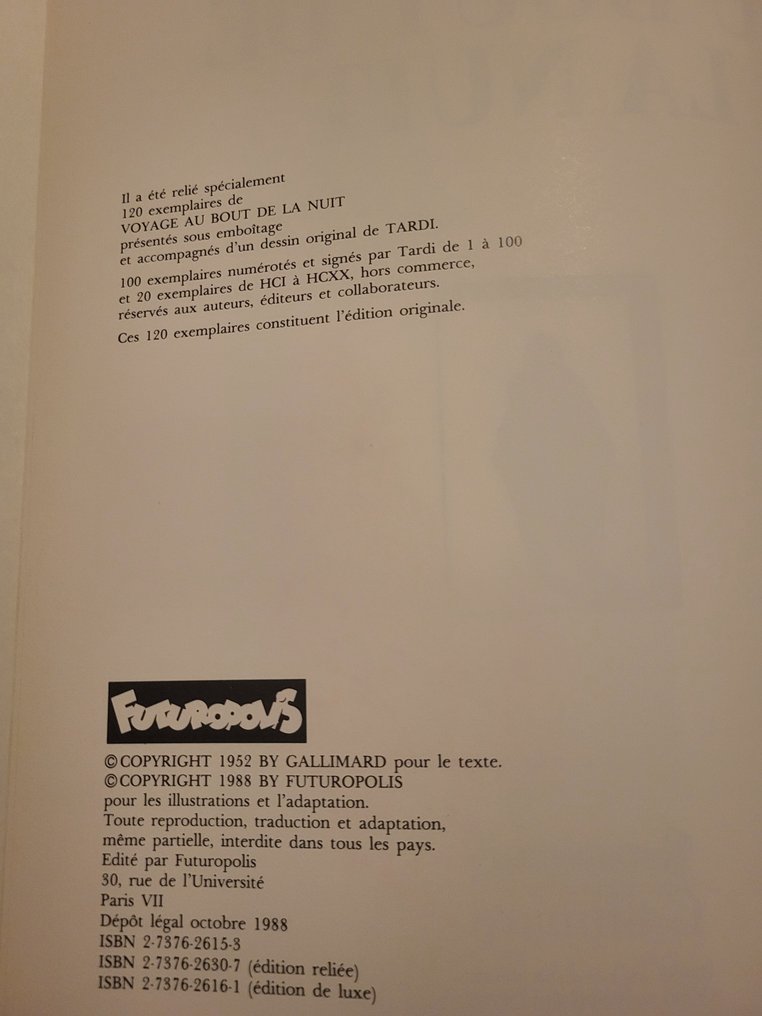 Céline / Jacques Tardi [dessin original signé] - Voyage au bout de la nuit - 1988 #3.2