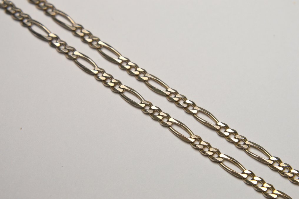 Argento 925 - 36,2g - Collana - Aventurina verde - Figaro #4.3