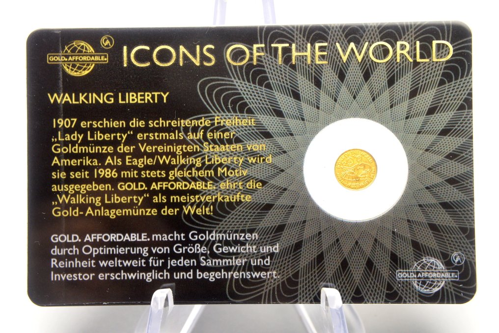 卢旺达和布隆迪. 10 Francs 2015 Icons of the World - Walking Liberty - 1/200oz (.999)  (没有保留价) #1.0
