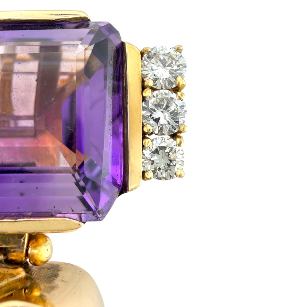 胸針 - 14 克拉 黃金, 独家14K黄金紫水晶9.25克拉、黄玉19.50克拉和钻石1.50克拉可转换胸针 - 30.25ct. tw. 鉆石 (天然) - 黃玉 #3.2