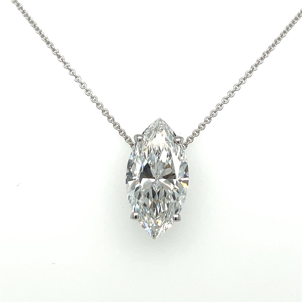 頸鏈 - 14 克拉 白金 -  4.05ct. tw. 鉆石 (實驗室培育) #2.1