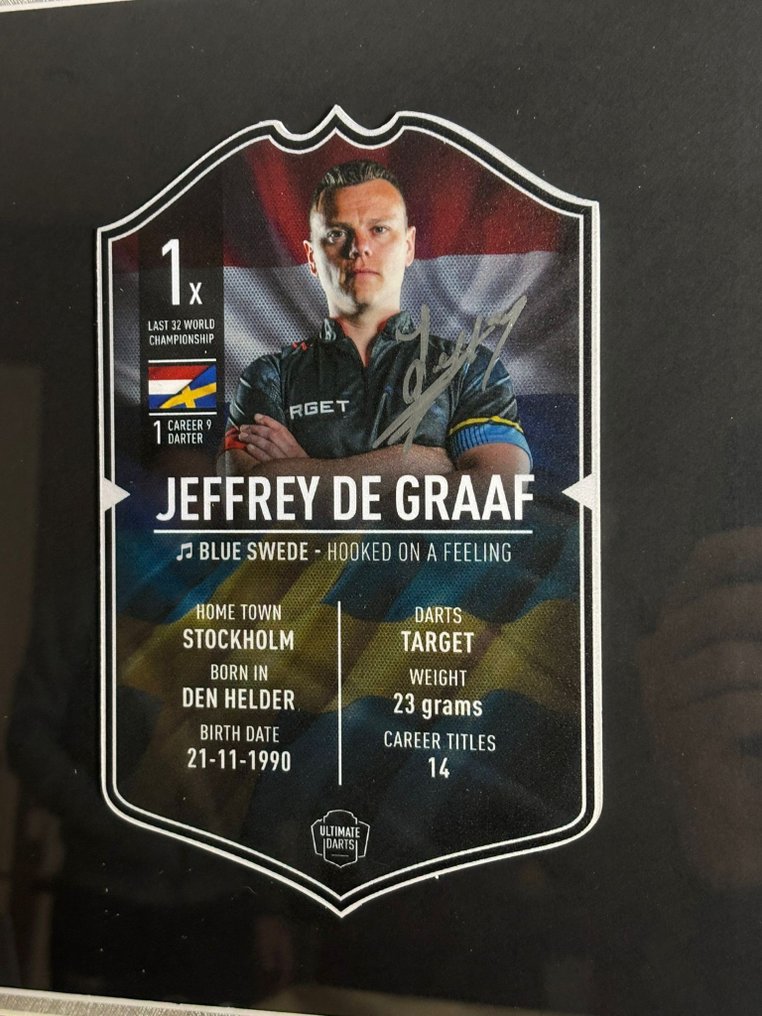 PDC World Darts Championship - Jeffrey de Graaf - 签名终极卡 - 装裱拼贴画 - 无 rp 价格！！  #1.0