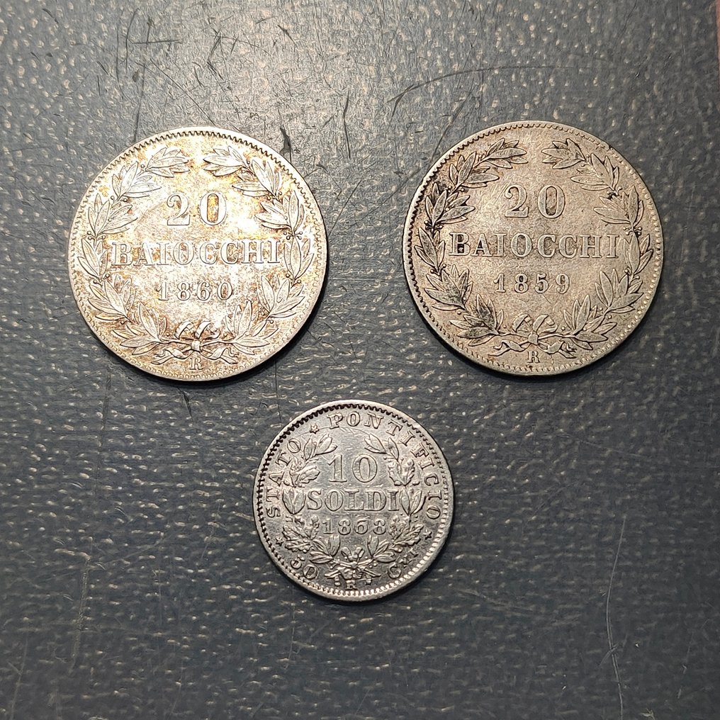 Παπικά Κράτη. Pio IX. Lote de 3 monedas plata  (χωρίς τιμή ασφαλείας) #1.0