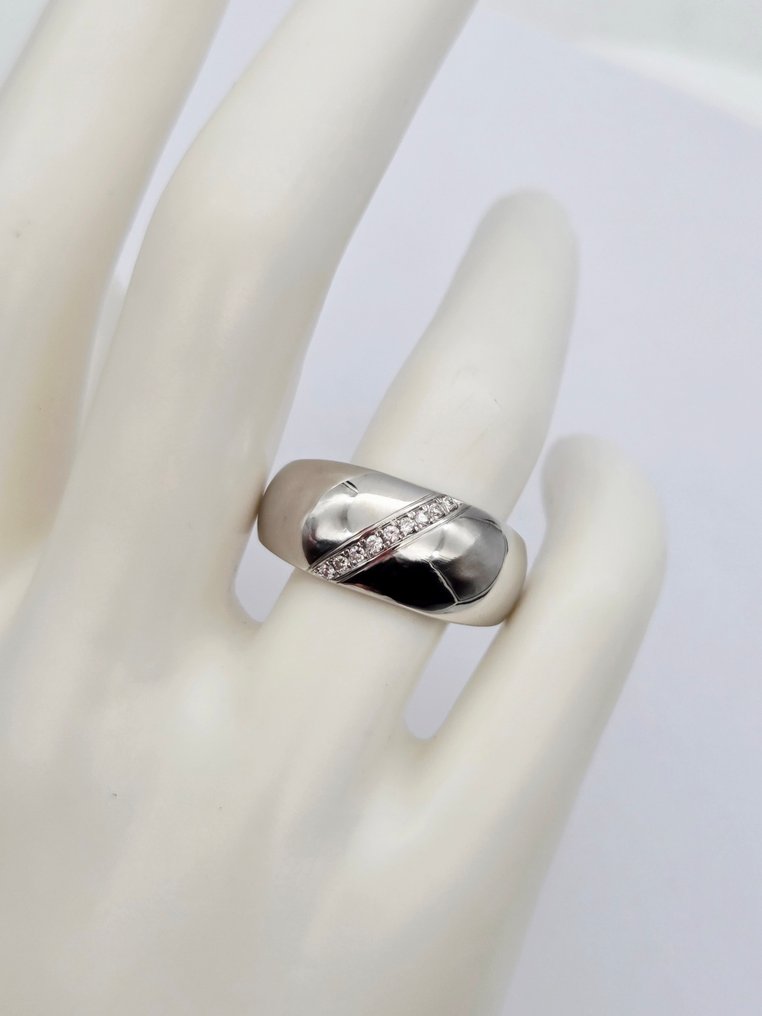 Ring - 18 karat Hvitt gull Diamant (Naturlig)  #1.0