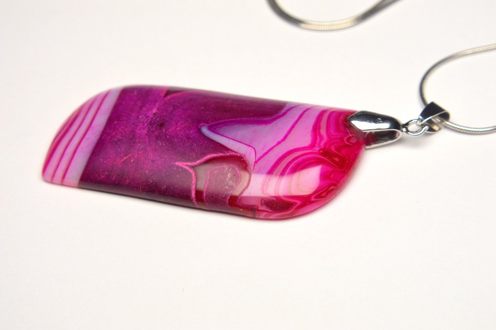 925 Silber - Halskette - Pink Purple Agate #2.1