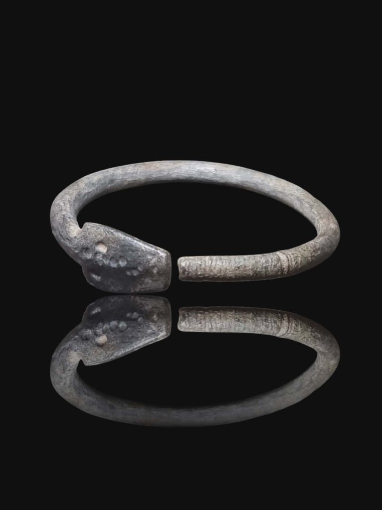 Romersk antik Sjælden bronze slange Ring  (Ingen mindstepris) #1.0