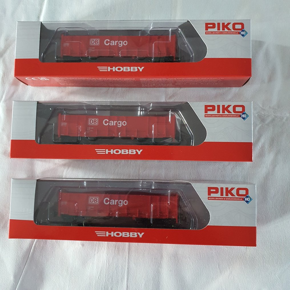 Piko H0 - 98553A4 - Τρένο μοντελισμού μεταφοράς εμπορευμάτων (3) - 3 τεμάχια hogeboordwagen Eaos - DB Cargo #1.0