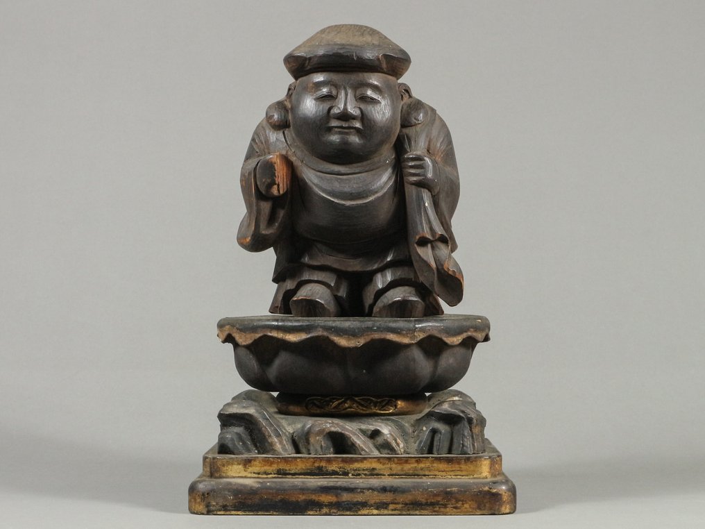 Antique Daikokuten Sculpture - Γλυπτό Ξύλο - Ιαπωνία - Edo Period (1600-1868) #1.0