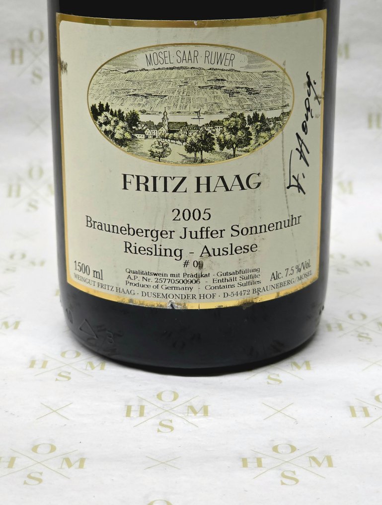 2005 Fritz Haag, LGK Magnum, Fuder #09, signed by Winemaker, Brauneberger Juffer Sonnenuhr - Mosela Auslese, LangeGoldkapsel - 1 Magnum (1,5 L) #1.0