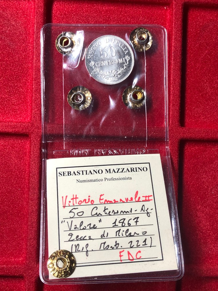 Ιταλία, Βασίλειο Vittorio Emanuele II. 50 Centesimi 1867 Eccezionale Conservazione FDC #2.1