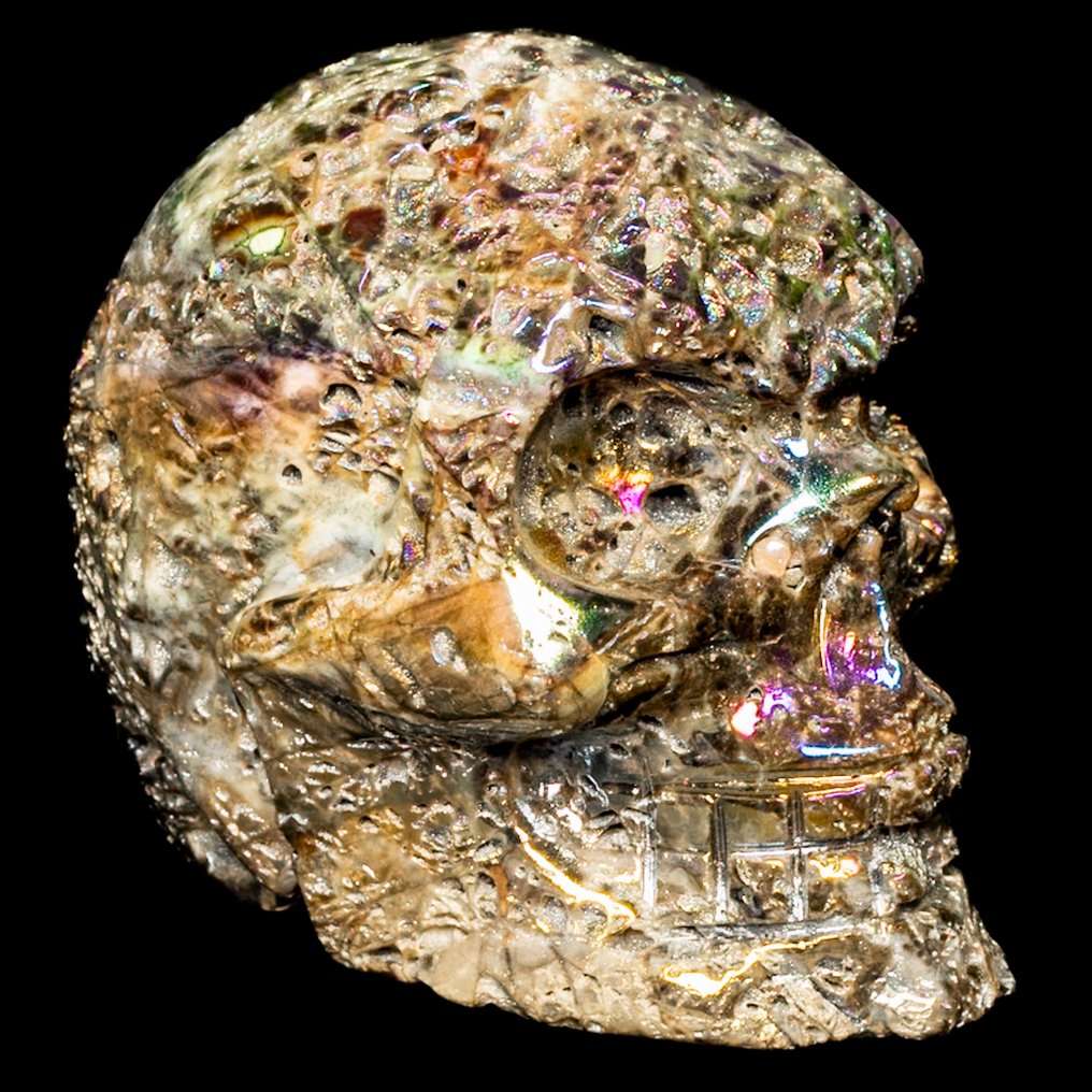Sphalerite Titanium Aura Skull Teschio - Altezza: 9 cm - Larghezza: 7.7 cm- 462 g #4.3