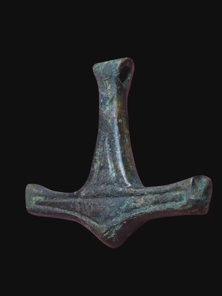 Medieval inicial Martelo de Thor Extremo Raro de Bronze Pingente #1.0