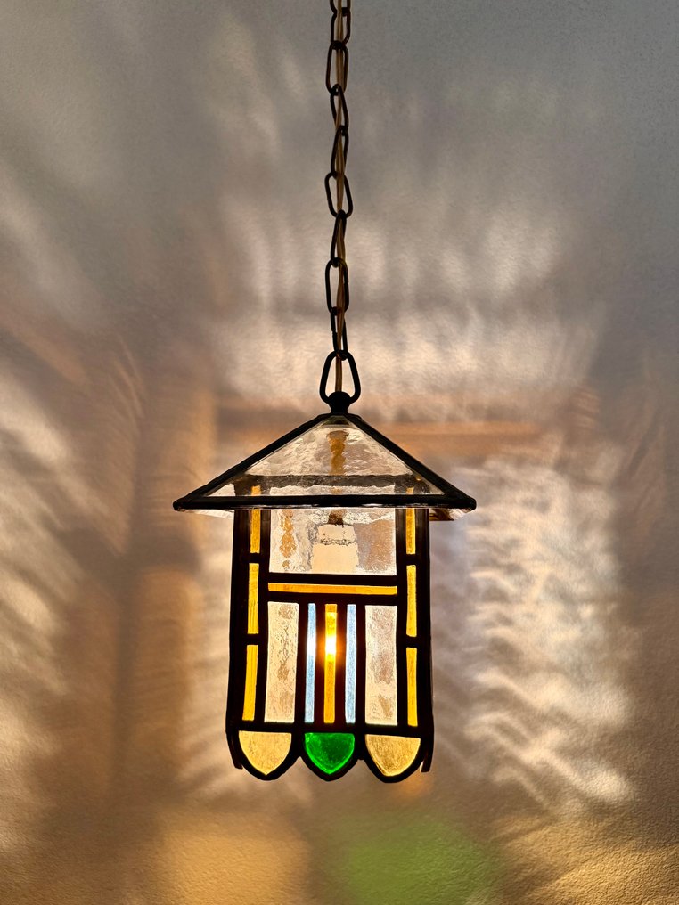 1910's Stained glass lamp Art Deco. - Hängande lampa - Glas #4.3