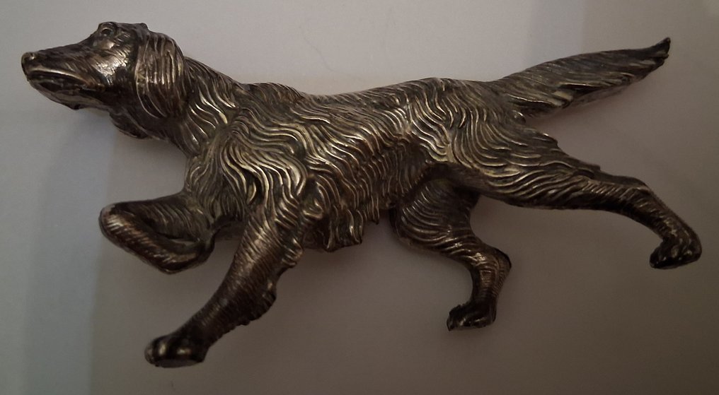 Figurine miniature - Cane setter laminato argento - Plaqué(e) argent #3.2
