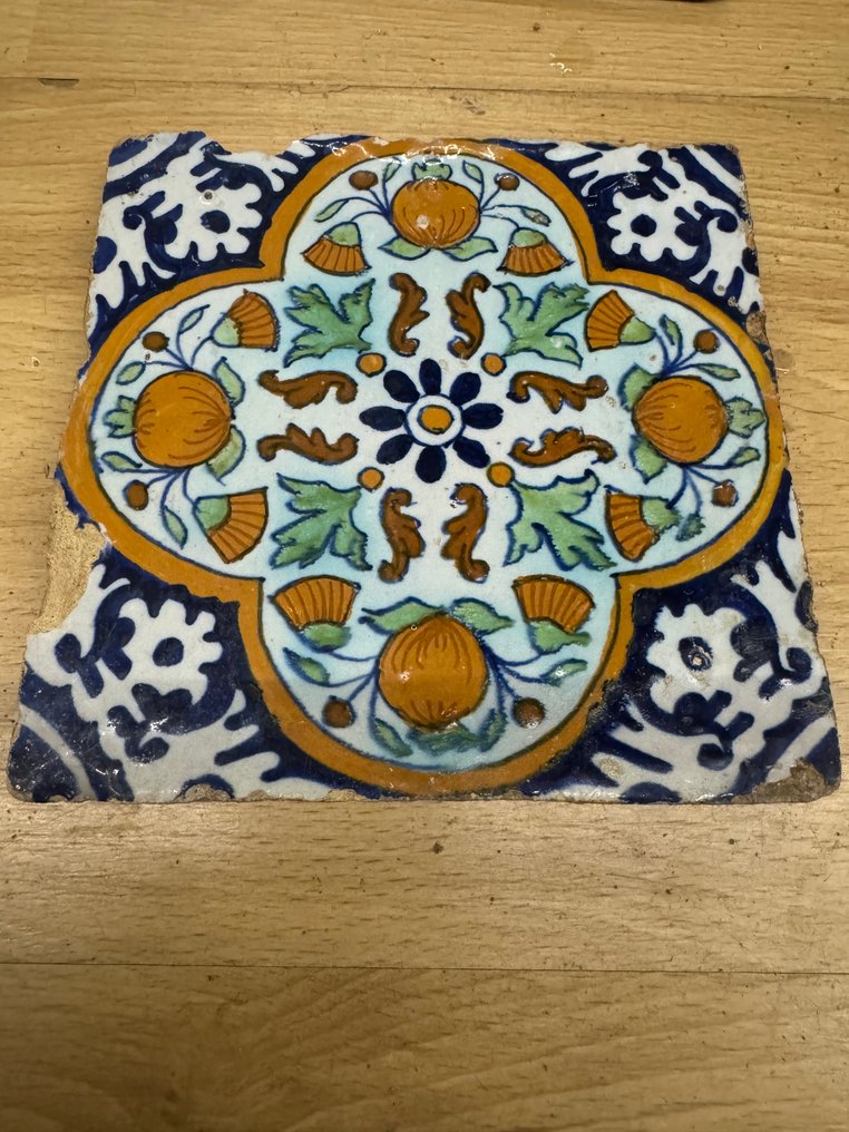 Antik Cserép - Delft csempe pampadour - Antik - 1600-1650  #1.0