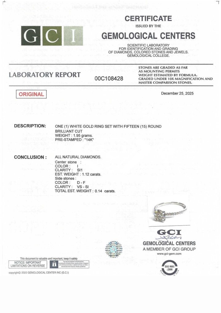 沒有保留價 - 訂婚戒指 - 14 克拉 白金 -  1.26ct. tw. 鉆石 (天然) - 鉆石 #3.2