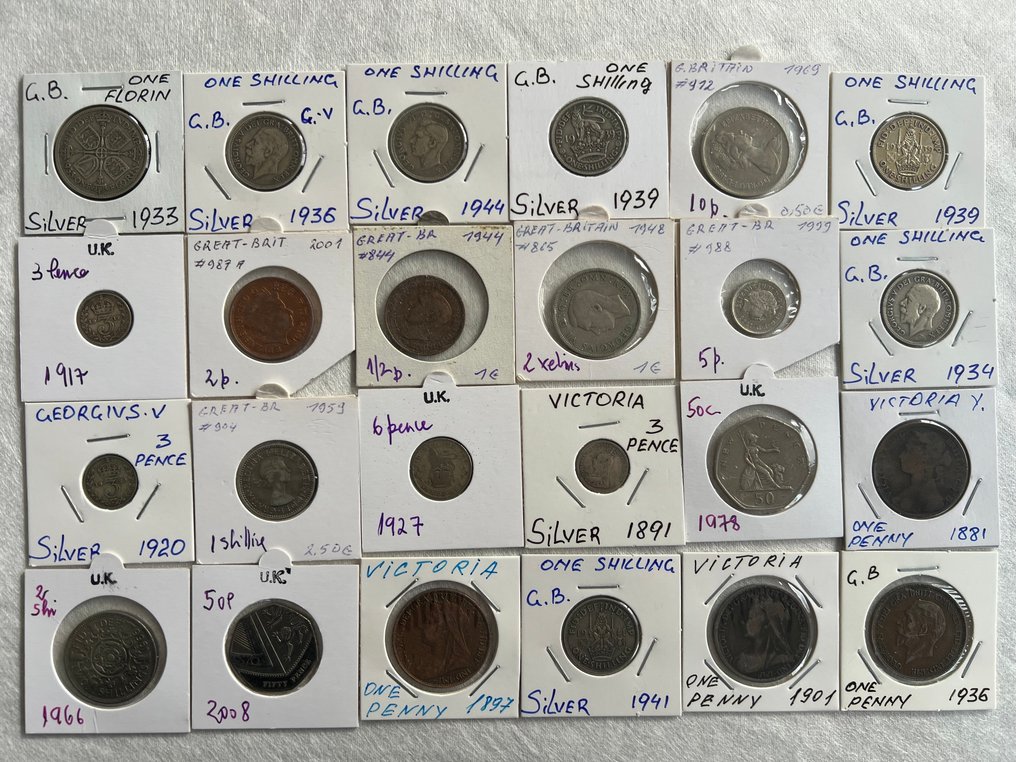 英国. Victoria - Elisabeth II. 1881 - 2008.  Lote de 24 moedas.  (没有保留价) #1.0