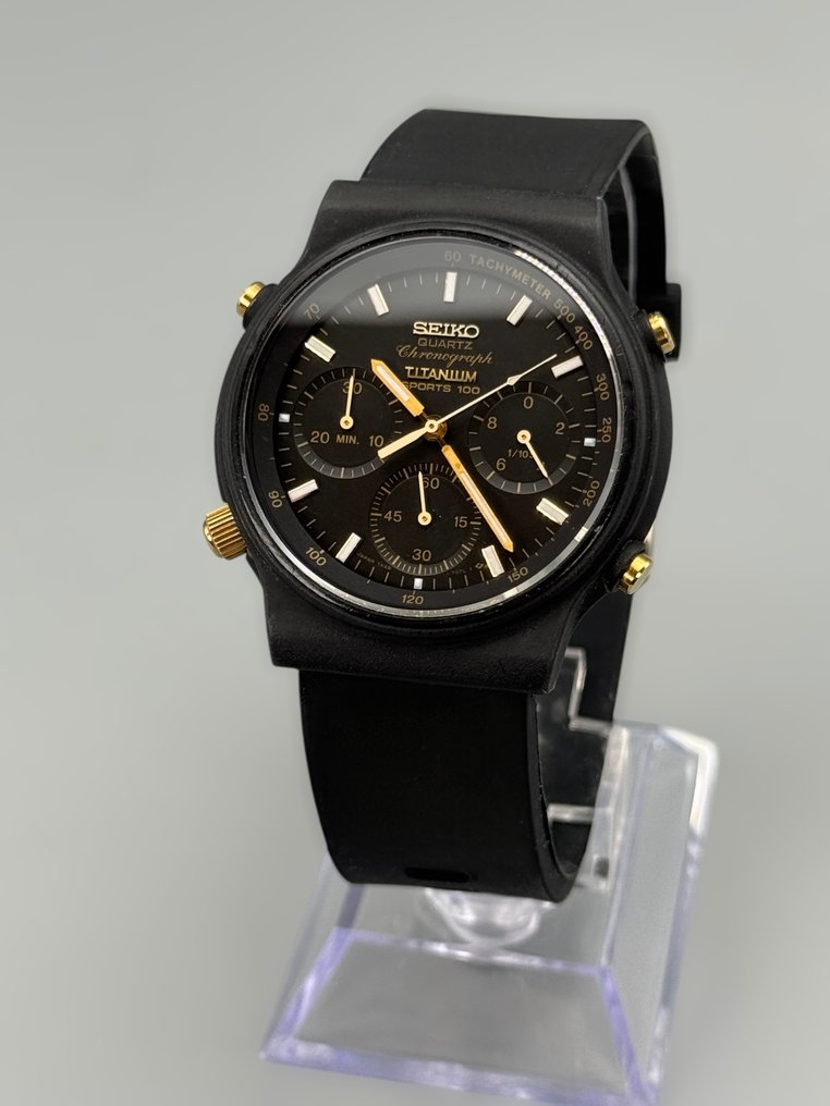 Seiko - 7A28-7060 Sports 100 – seltener Titanium/PVD Quarz‑Chronograph, Made in Japan - Kultmodell - Ingen reservasjonspris - Herre - 1980 #2.1