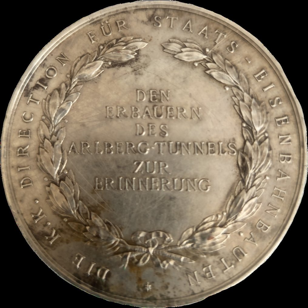 Austria. Medal Bronze Medal of Merit 1883 (Josef Tautenhayn) for the builders of the railway tunnel through the  (Bez ceny minimalnej
) #1.0