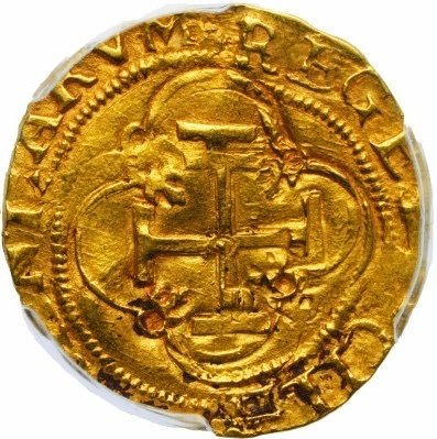 西班牙. 胡安娜和卡洛斯一世. 1 Escudo Sevilla D- S AU58 #1.0