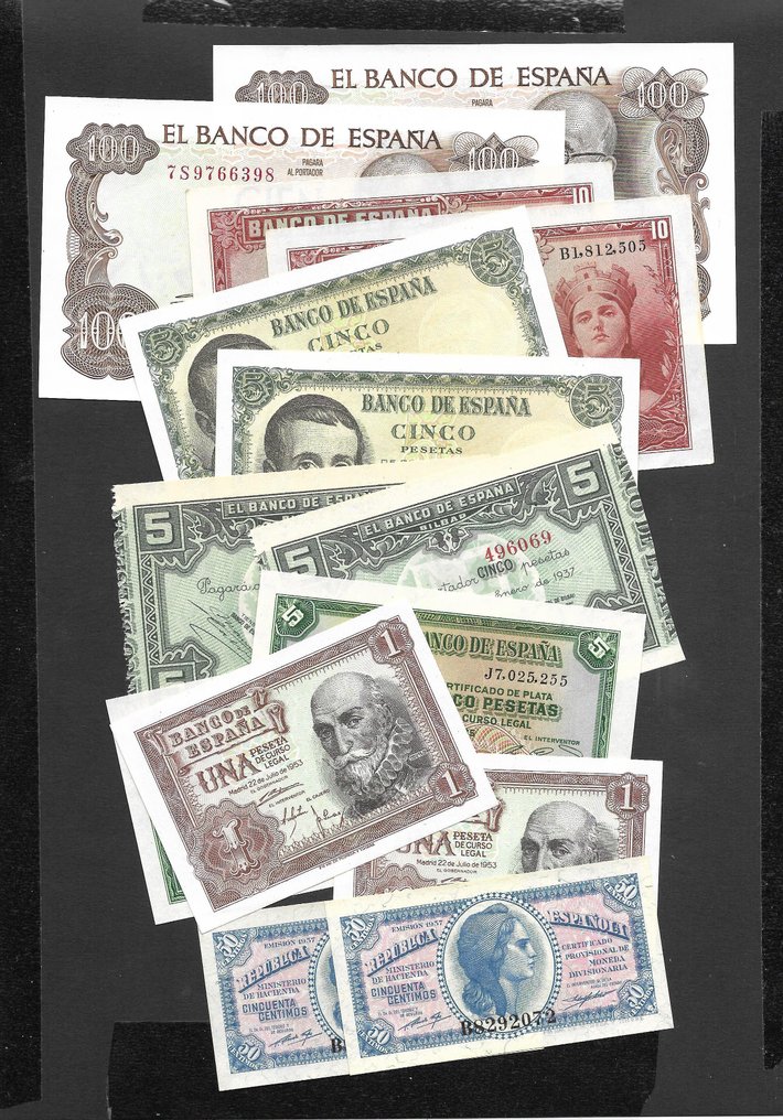 西班牙. - 14 Banknotes Consecutive - various dates  (沒有保留價) #1.0