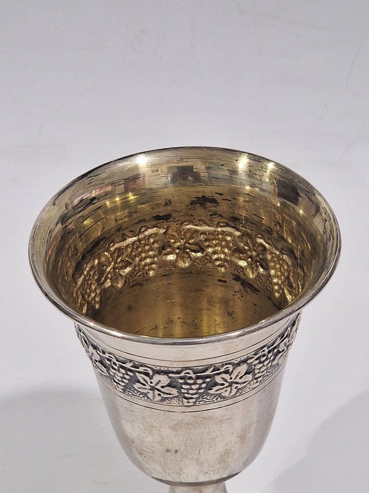  猶太文物 - .800 銀 - 1980-1990 - Kiddush 杯配托盘  #2.1