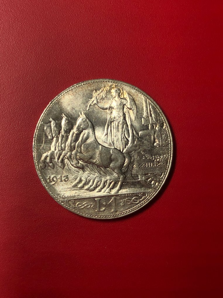 Ιταλία, Βασίλειο Vittorio Emanuele III. 1 Lira 1913 Eccellente Conservazione (χωρίς τιμή ασφαλείας) #2.1