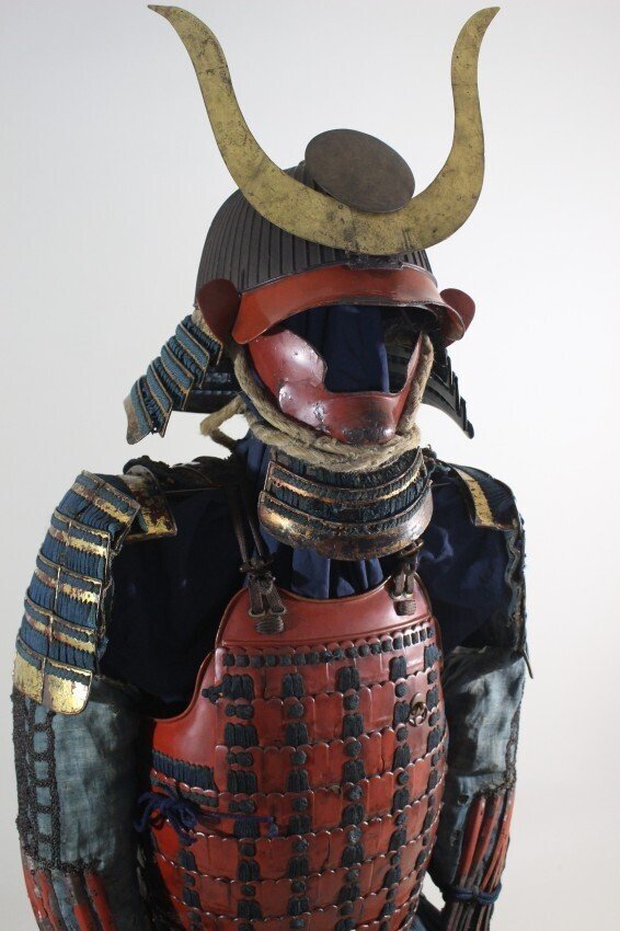 盔甲 - 日本 - 铁俊德伊予镰二面道具甲，盔甲带判决书：Y1-161 Early Edo period #3.2