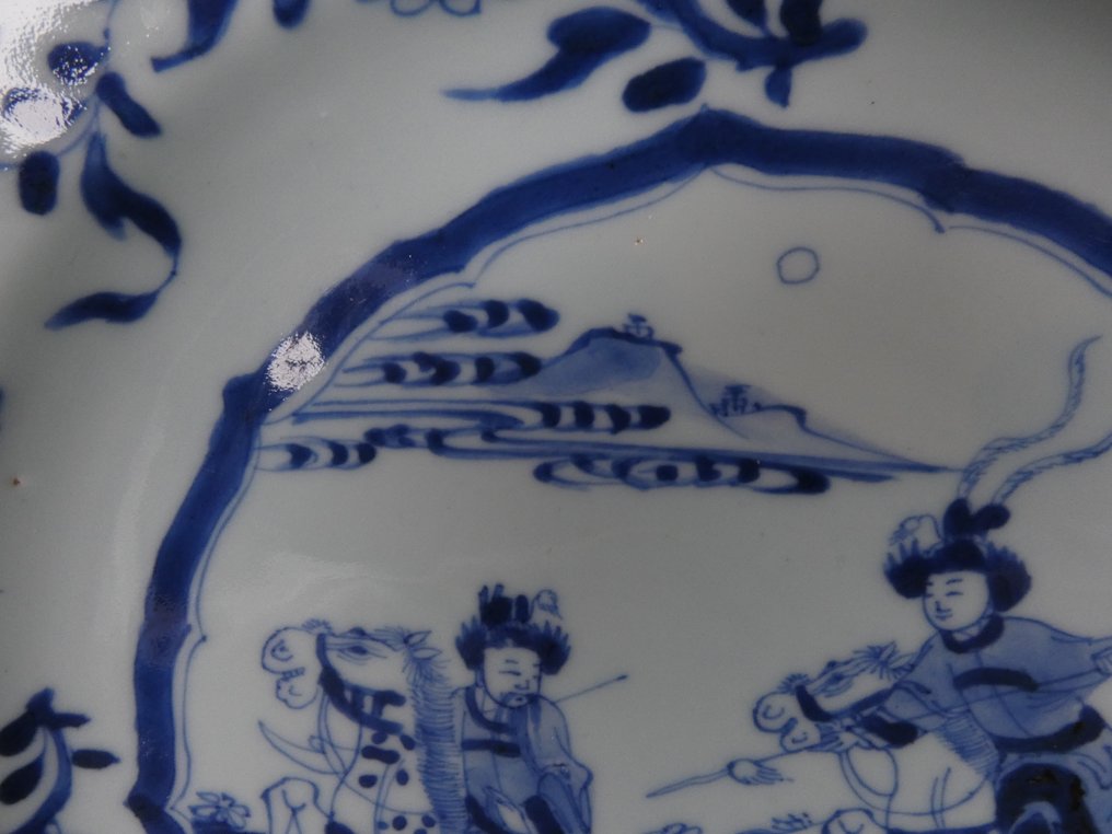Kangxi (1662-1722) - Μπολ - Warriors or Hunters on Horseback wearing crowns and weapons in Landscapes - Πορσελάνη - Άψογη κατάσταση #3.2