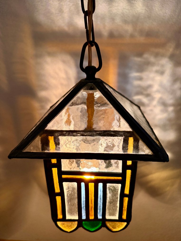 1910's Stained glass lamp Art Deco. - Hängande lampa - Glas #3.2