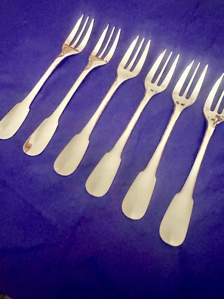 Christofle - 叉 (6) - 克鲁尼 - 鍍銀 - 餐后叉 #1.0