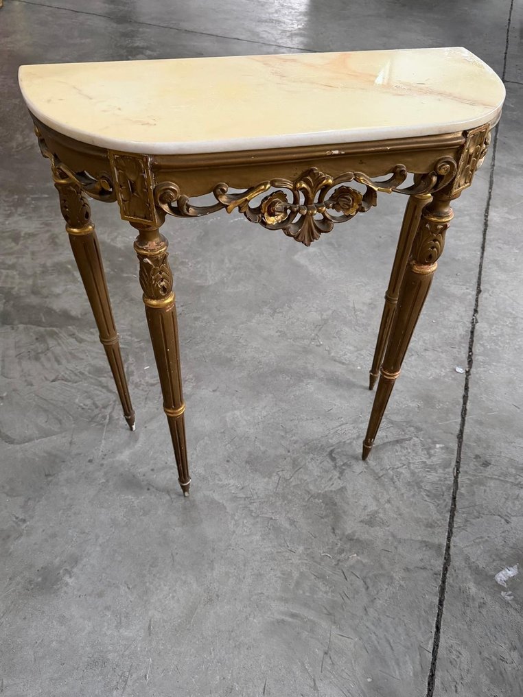 Konzol asztal - Fa, Márvány - Arany konzol #2.1