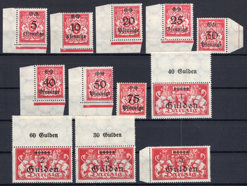 但泽 1923 - 邮票套装 大徽章 带印刷 - Michel 181/192 #1.0