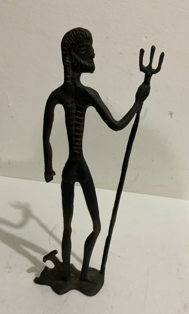Statue, Poseidon met drietand - 25 cm - Métal galvanisé #1.0