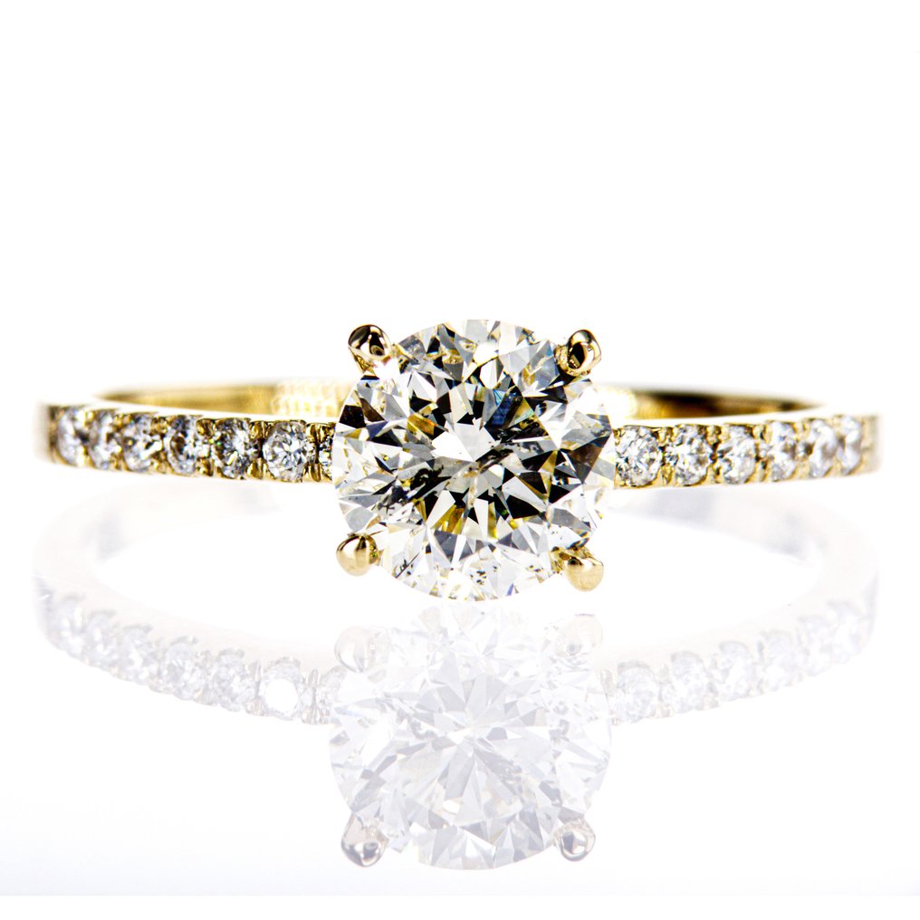 沒有保留價 - 訂婚戒指 - 14 克拉 黃金 -  1.17ct. tw. 鉆石 (天然) - 鉆石 #1.0