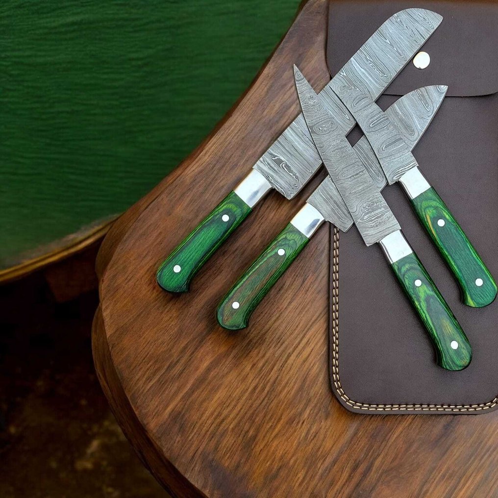 Küchenmesser - Chef's knife - Handgefertigtes Küchenmesser - Stahl, Holz - USA - Mit Lederbeutel #3.2