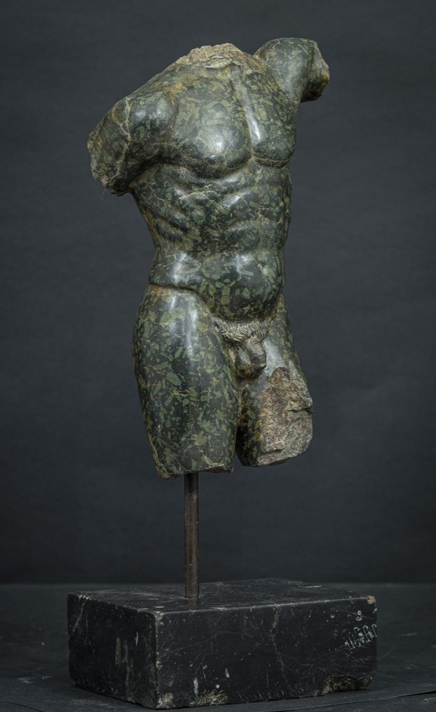 雕塑, Torso virile - 47 cm - Porfido verde #2.1