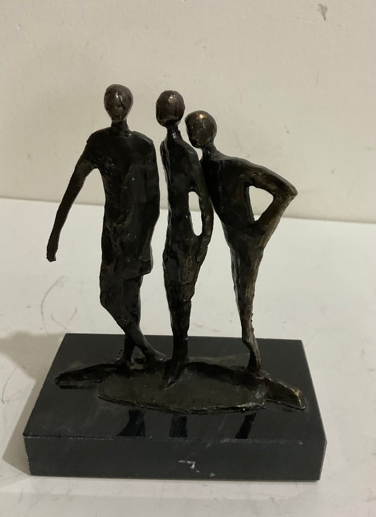 Statua, Drie personen - 13 cm - metallo platinato #1.0