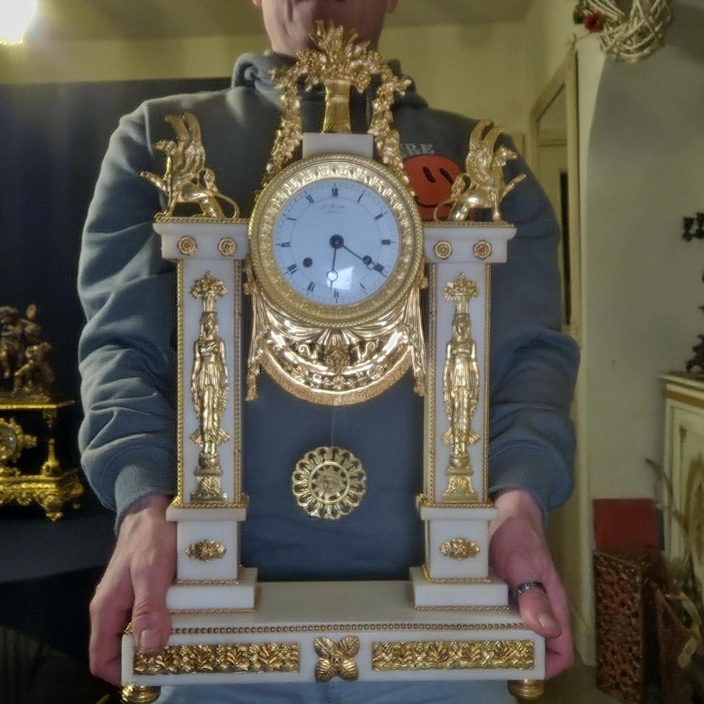 Reloj de repisa de chimenea - Louis XVI 1810 Luis XIV - Bronce dorado - 1810 - Portico #1.0