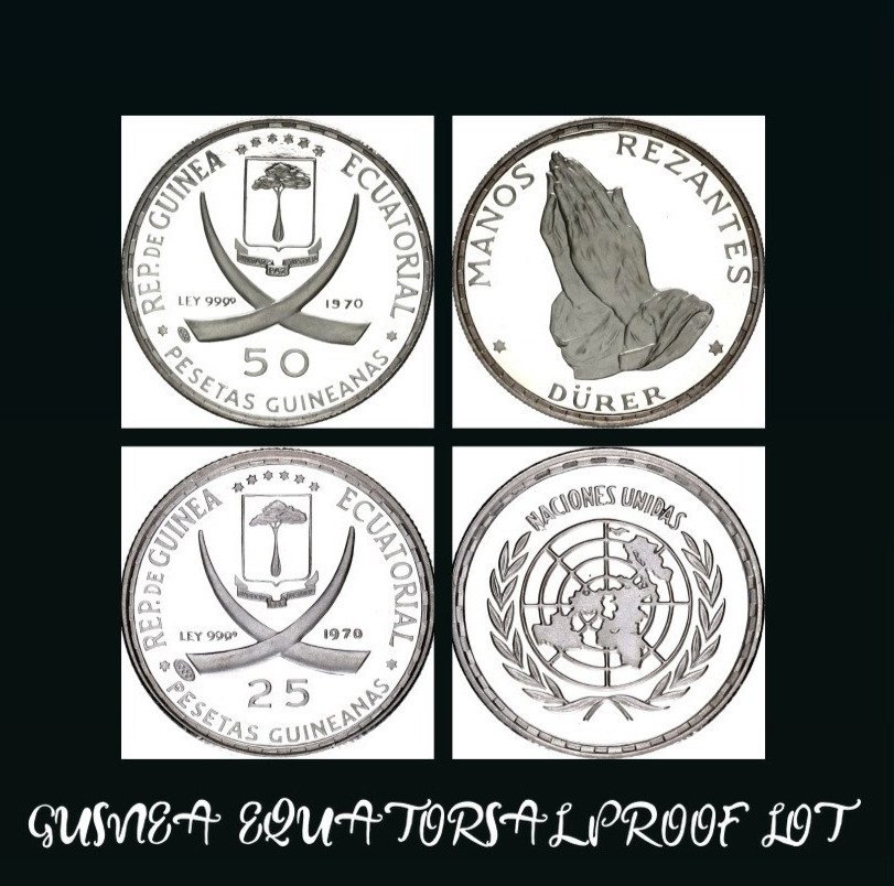Ισημερινή Γουινέα. 50 Pesetas and 25 Pesetas 1970 Proof (χωρίς τιμή ασφαλείας) #1.0
