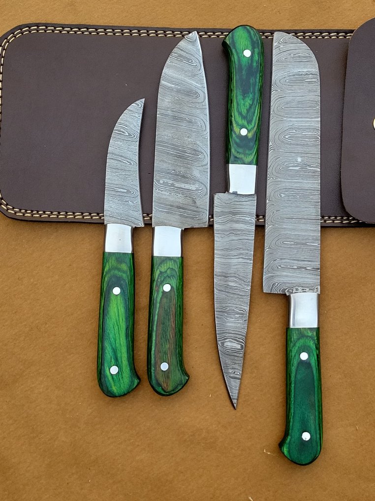 Küchenmesser - Chef's knife - Handgefertigtes Küchenmesser - Stahl, Holz - USA - Mit Lederbeutel #2.1